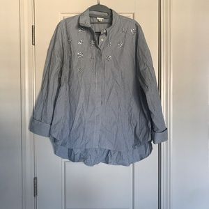Women’s Button Down Blouse with Rhinestones